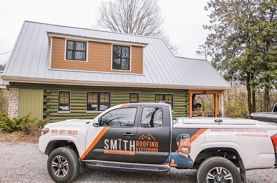 Smith Roofing after the installation of a metal roof.