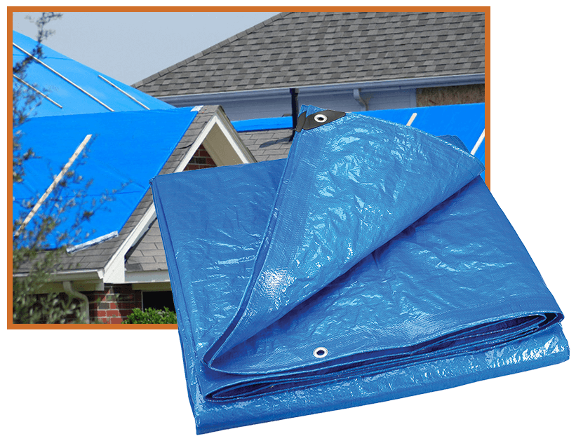 Emergency blue tarp for roof