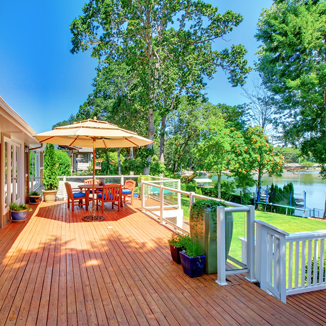 Deck behind home