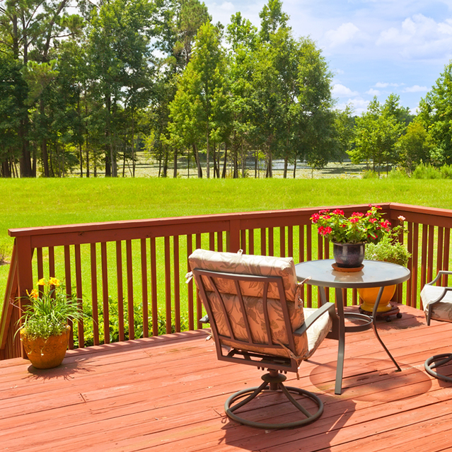 Deck behind home