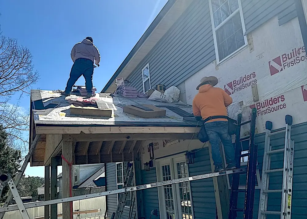 the roof trusses of a home that is in the process of being built